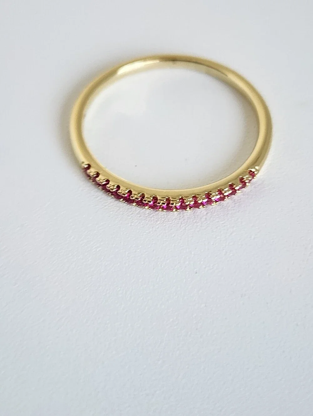 Pink Violet CZ Gold Plated Stacking Ring Dainty Band Size 6 - Picture 3 of 6